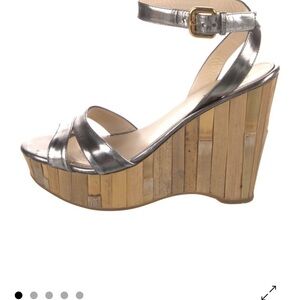 Prada Silver Wedge platform Sandals